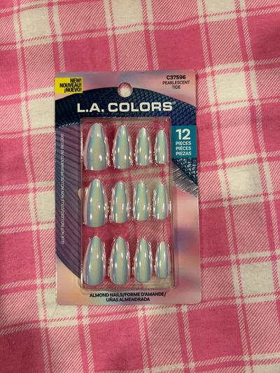 L.A. Colors Pearlescent Tide Almond Press-On Nails 12pc