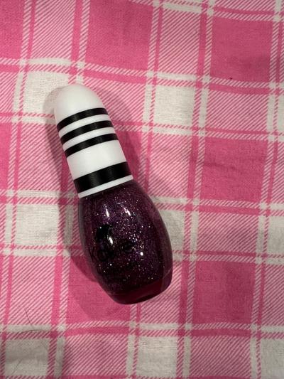 Glitter Purple Nail Polish with Striped Cap