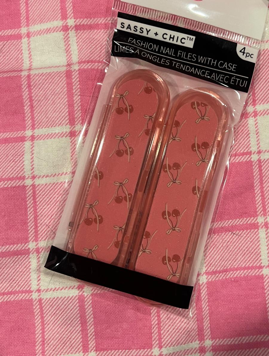 Sassy + Chic Cherry Bow Fashion Nail Files with Case 4pc