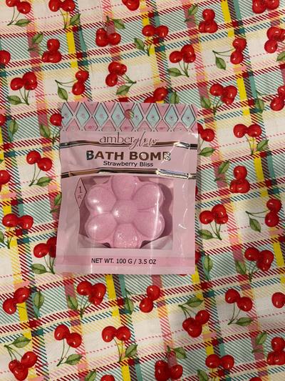 Amber Glow Strawberry Bliss Bath Bomb flower shape