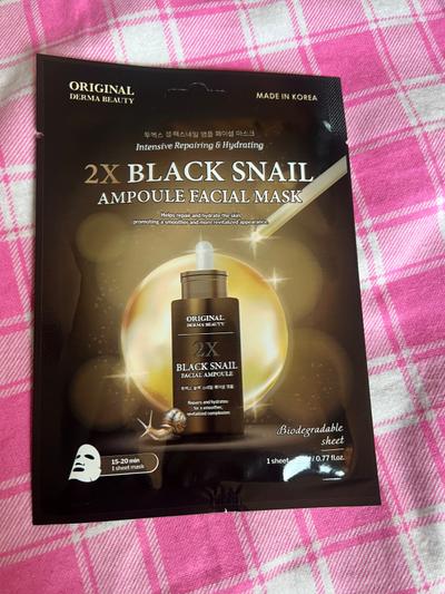 Original Derma Beauty 2X Black Snail Ampoule Facial Mask