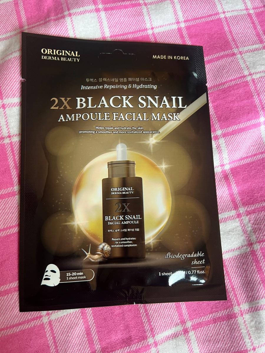 Original Derma Beauty 2X Black Snail Ampoule Facial Mask