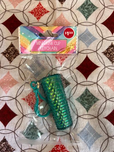 Mini Drink Cup Keychain / teal glitter