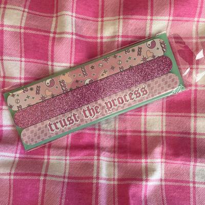 Trust the Process nail file set 3-pack pink glitter