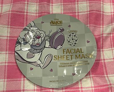 Disney Alice in Wonderland White Rabbit facial sheet mask hibiscus coconut hyaluronic acid