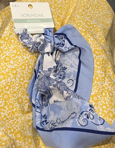Blue Coastal Fashion Scrunchie Scarf