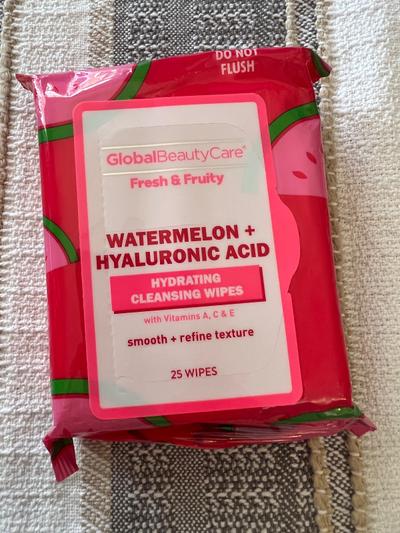 Global Beauty Care Watermelon + Hyaluronic Acid Cleansing Wipes 25ct