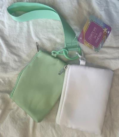 LuLu Dupe/ Mint & White Wristlet