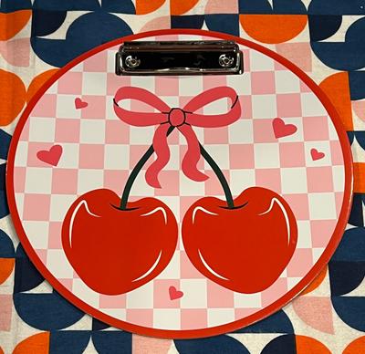 Cherry Bow Round Clipboard