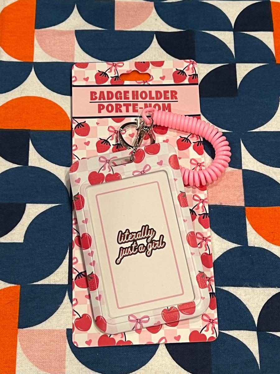 Literally Just a Girl Badge Holder with Coil Keychain