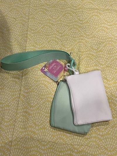 LuLu Dupe/ Mint & White Wristlet