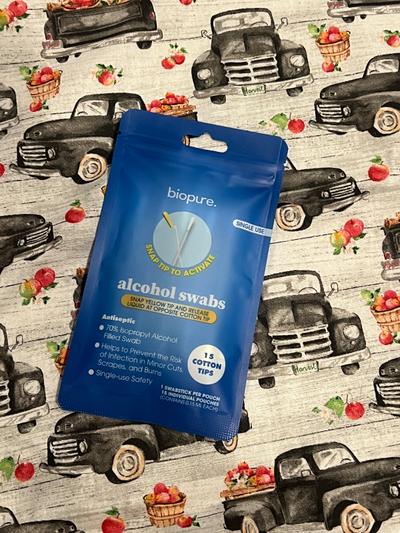 Biopure Alcohol Swabs 15ct Antiseptic Cotton Tips