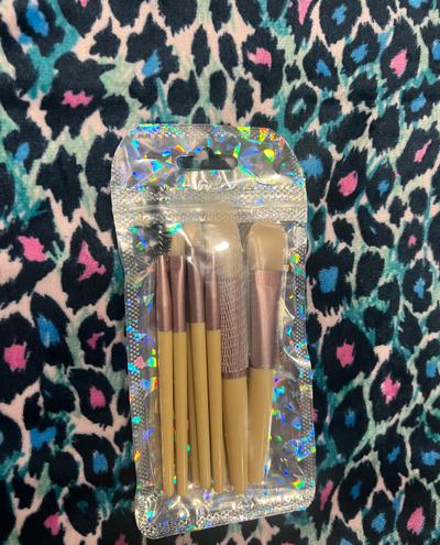 Makeup Brush Set 5pc Bamboo Handle/ Purple