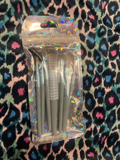 Mini Makeup Brush Set 5pc / Blue Gray Handles