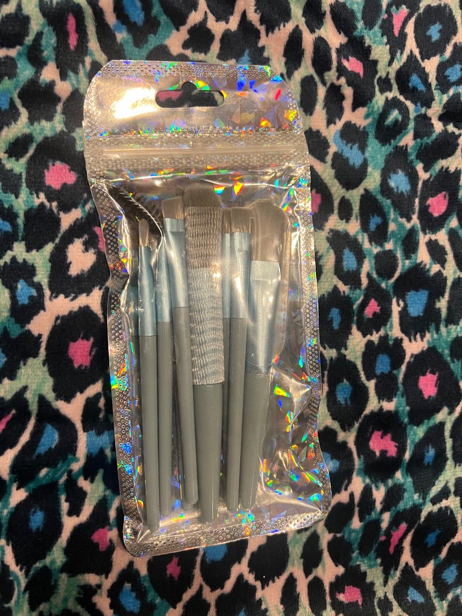 Mini Makeup Brush Set 5pc / Blue Gray Handles