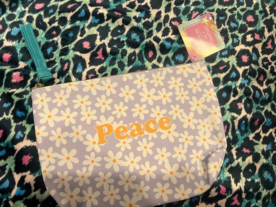 Peace Daisy Cosmetic Bag Wristlet