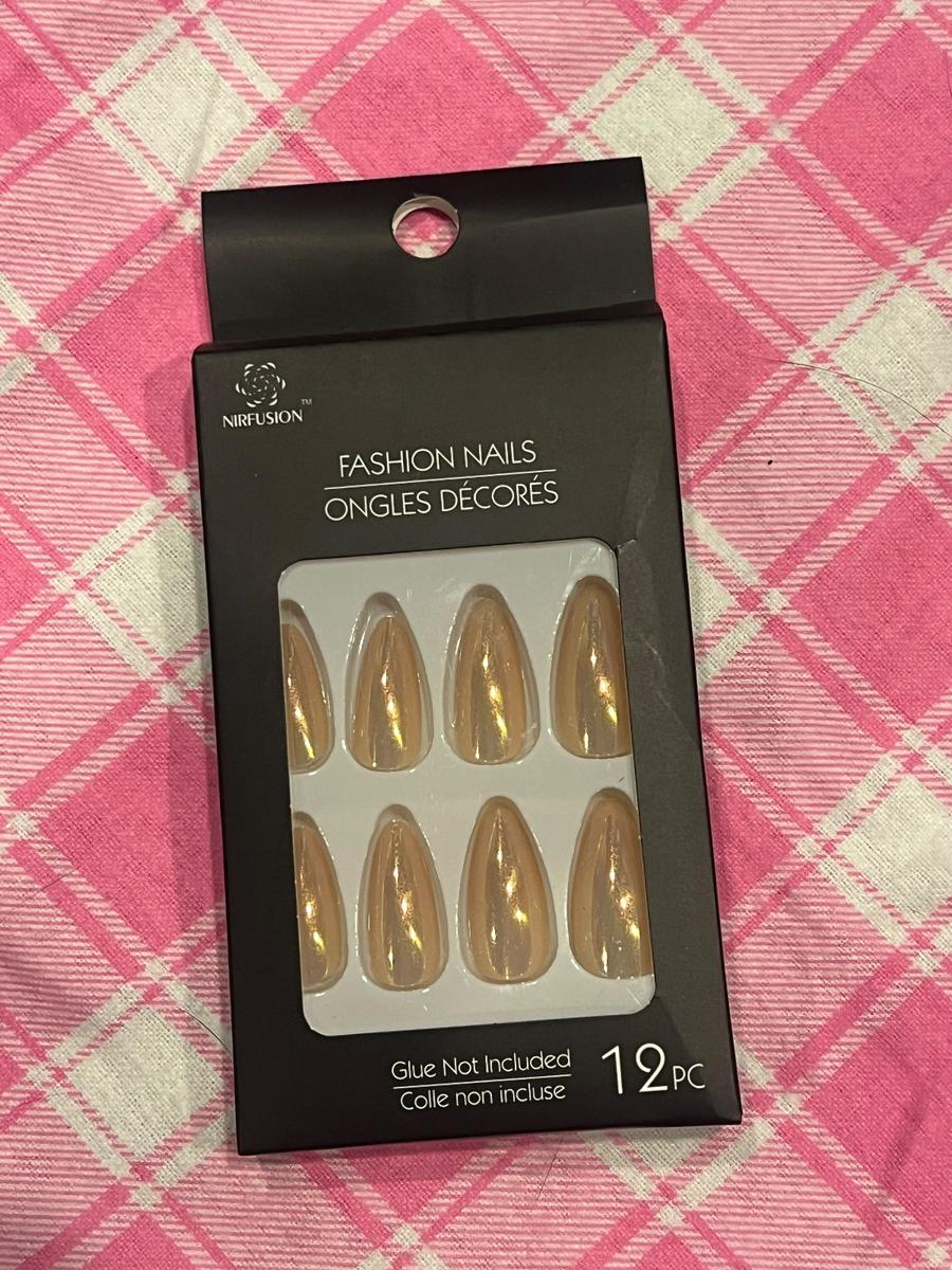 Nirfusion Gold Chrome Almond Press-On Nails 12pc