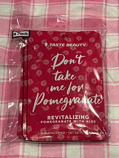 Taste Beauty Pomegranate & Aloe Revitalizing Face Mask 4-Pack