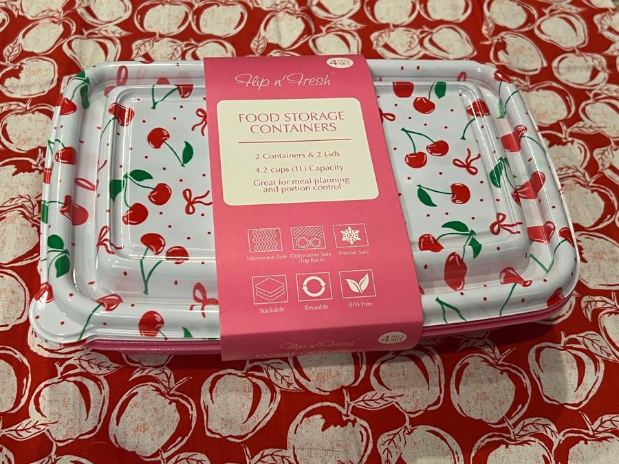 Flip n' Fresh Cherry Print Food Storage Containers 4-pc Set