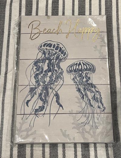 Beach Happy Jellyfish Wall Art Canvas Panel -8.75 x 6