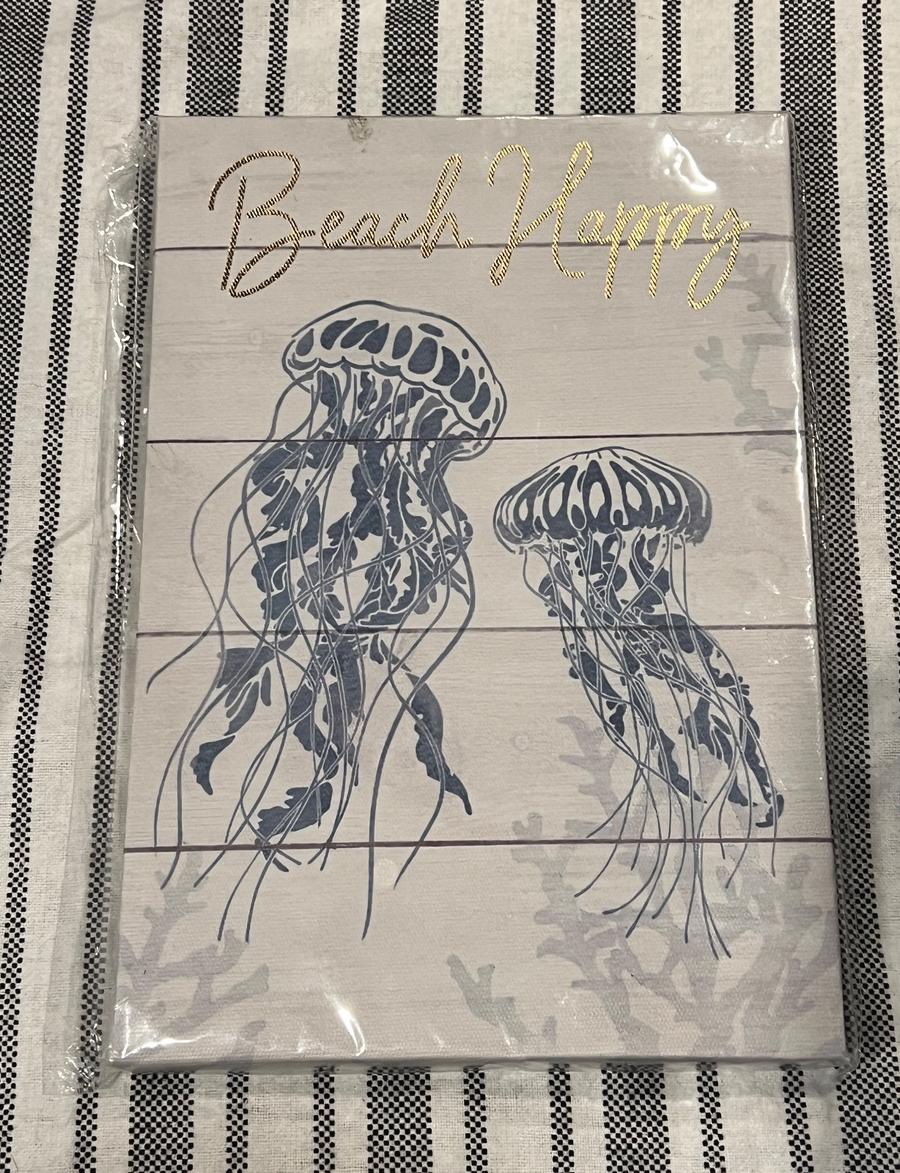 Beach Happy Jellyfish Wall Art Canvas Panel -8.75 x 6