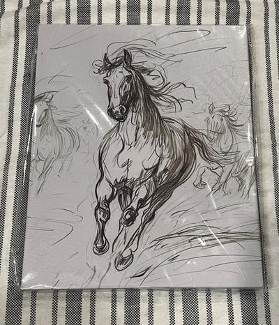 Running Horses Sketch Art Canvas Print 8x10