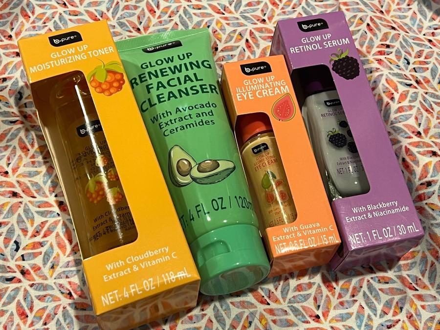 b.pure Glow Up Skincare Set (Toner, Cleanser, Eye Cream, Retinol Serum) -4 Piece Set