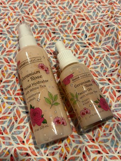 Global Beauty Care Geranium + Rose Facial Hydrator & Facial Oil Set with White Tea