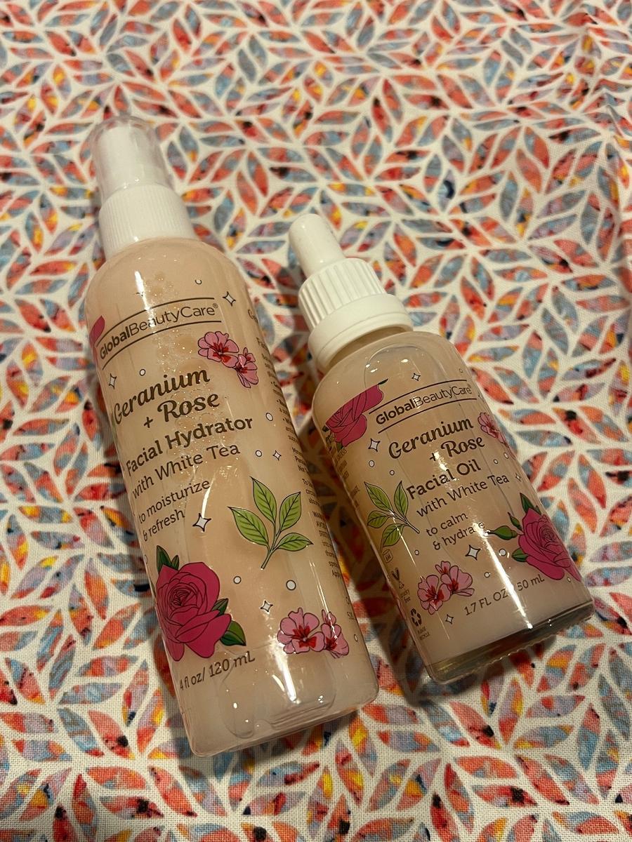 Global Beauty Care Geranium + Rose Facial Hydrator & Facial Oil Set with White Tea