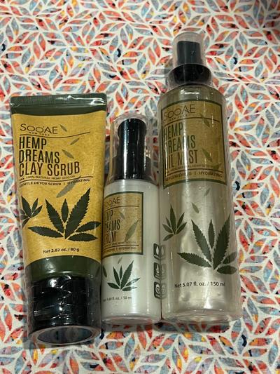 Soo'AE Hemp Dreams Skincare Set (Clay Scrub, Serum, Oil Mist)