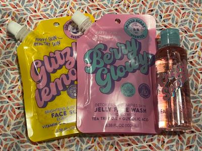 Happy Skin Berry Glowyy Jelly Face Wash + Glitz Lemon Face Scrub + Cherry Spritz Toner Bundle- 3 piece set
