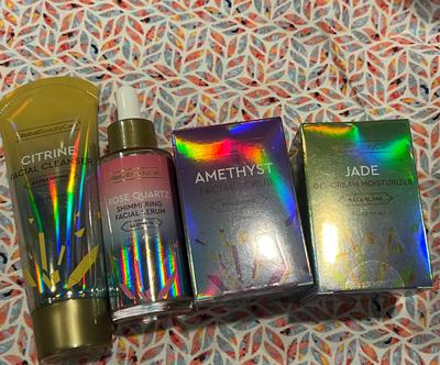 Global Beauty Care Crystal Skincare Set (Citrine Cleanser, Rose Quartz Serum, Amethyst Scrub, Jade Moisturizer)