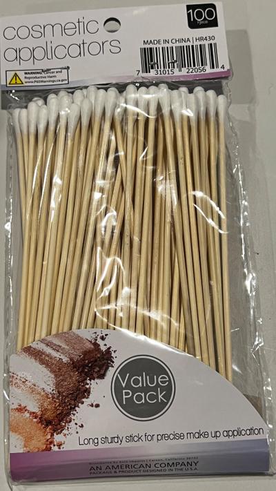Cosmetic Applicators Long Cotton Swabs 100pc Value Pack