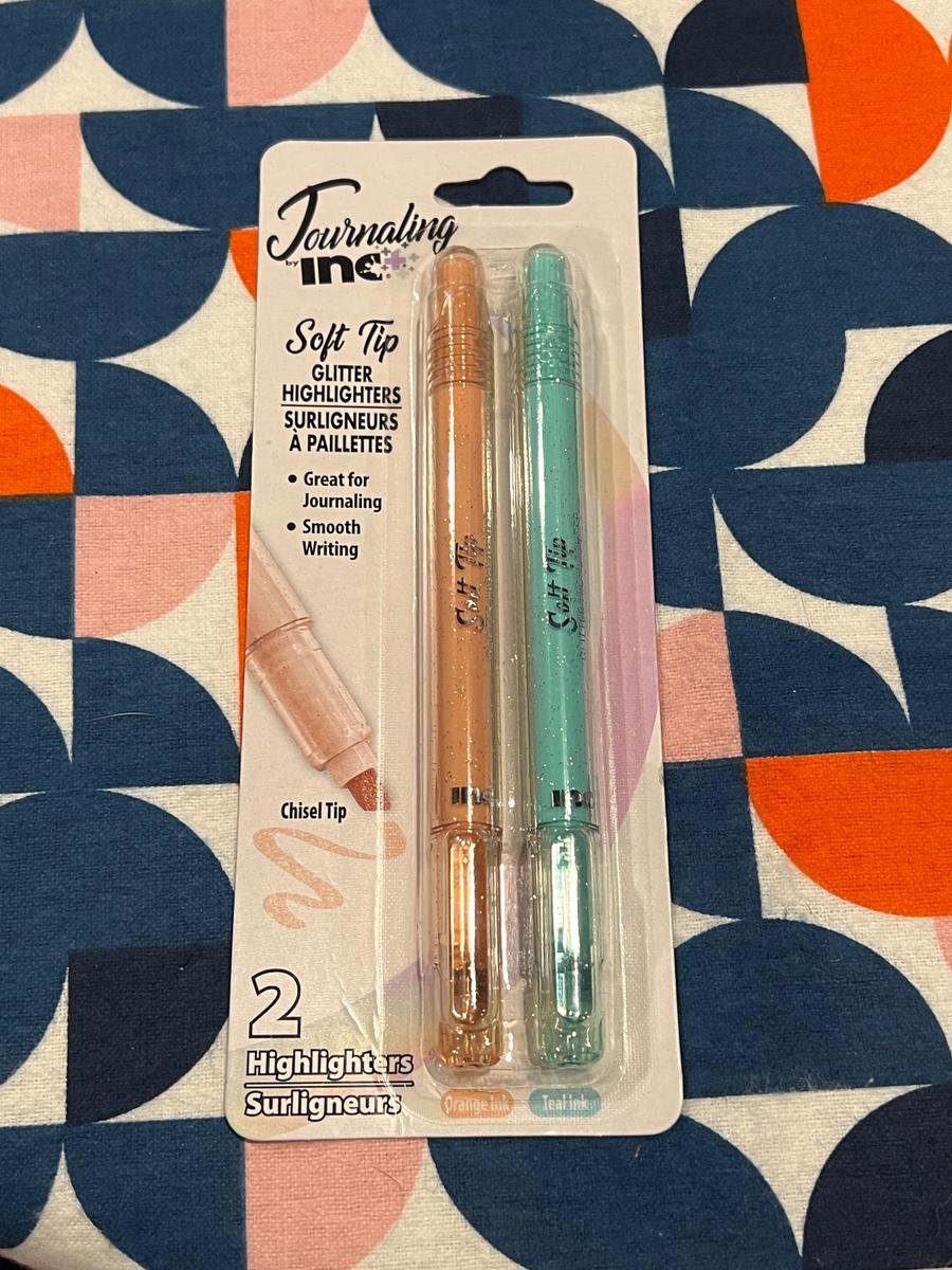 Journaling by Inc Soft Tip Glitter Highlighters 2-pack Orange & Teal