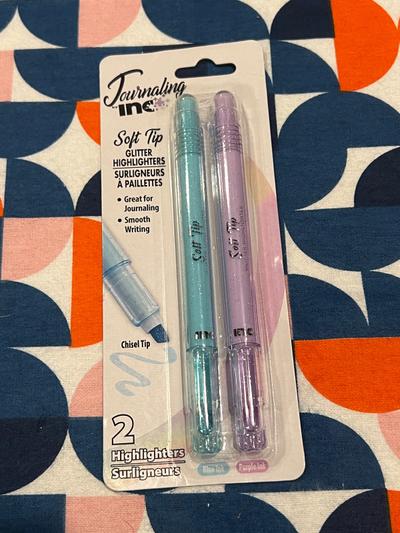 Journaling by INC Soft Tip Glitter Highlighters 2-pack Blue & Purple