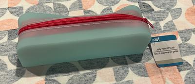 Jot Jelly Pencil Pouch mint with red zipper