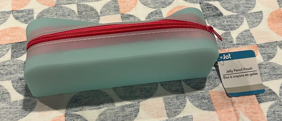 Jot Jelly Pencil Pouch mint with red zipper