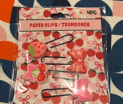 Strawberry Cherry Bow Paper Clips 4pc