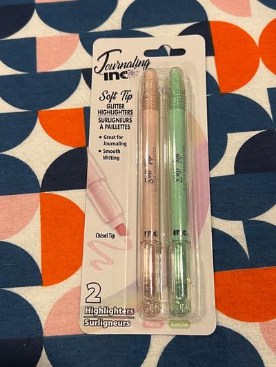 Journaling by Inc Soft Tip Glitter Highlighters 2-pack Pink & Green
