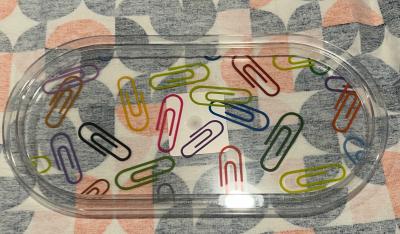 Colorful Paper Clips in Clear Case Tray