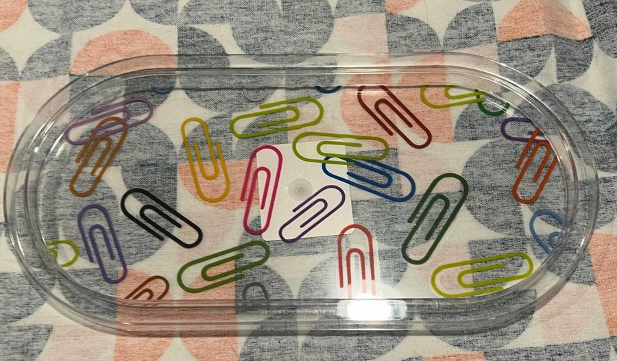 Colorful Paper Clips in Clear Case Tray