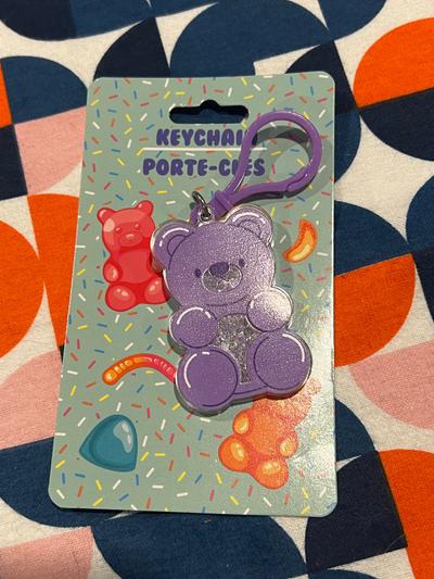 Purple Glitter Gummy Bear Keychain