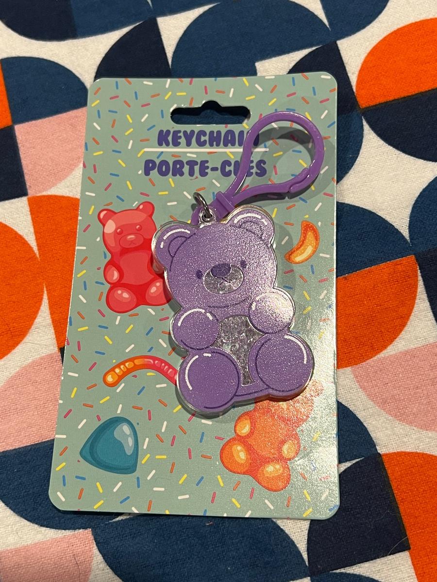 Purple Glitter Gummy Bear Keychain