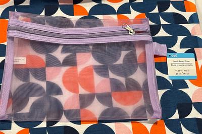 Jot Mesh Pencil Case Purple Geometric