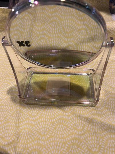 3X Magnifying Iridescent Makeup Mirror with Storage Tray