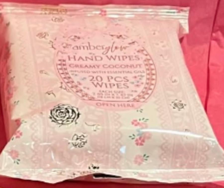 Amberglow Creamy Coconut Hand Wipes 20pc