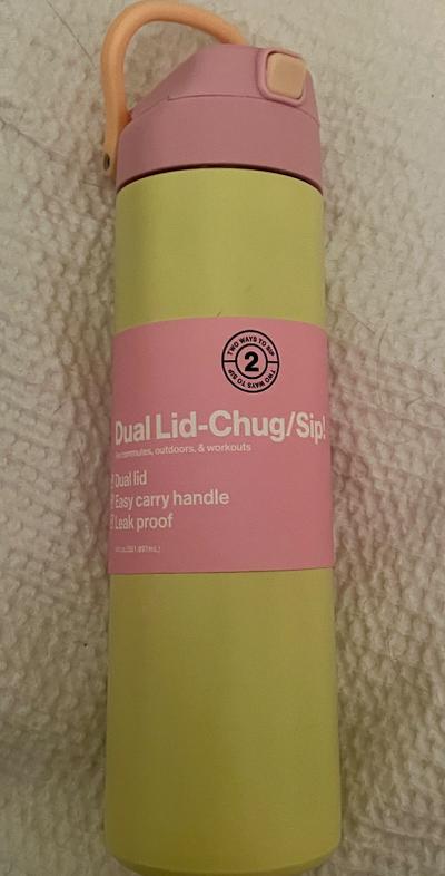 OWALA DUPE!  Lid Chug/Sip Water Bottle 19oz /Yellow & Pink