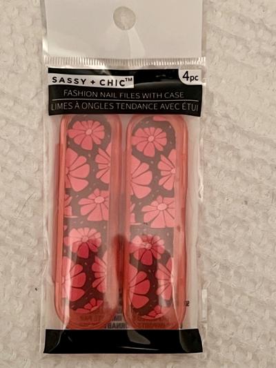 Sassy + Chic Fashion Nail Files with Case 4pc/ Floral