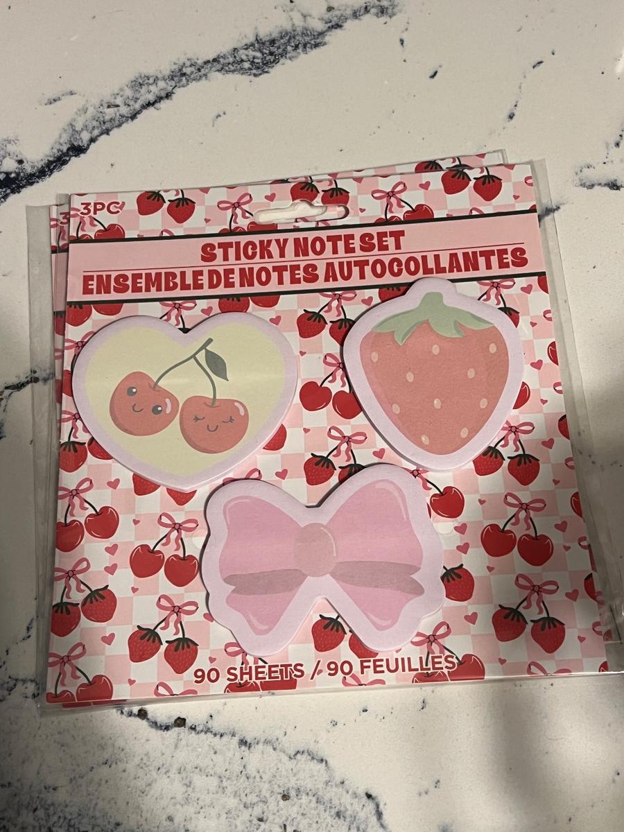 Cute Fruit & Bow Shaped Sticky Note Set 3pc