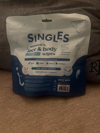 Singles Women's Face & Body Wipes Fragrance Free 30ct